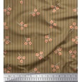 thumbnail image 3 of Soimoi Brown polyester Crepe Fabric Artistic Floral & Stripe Decor Fabric Printed Yard 42 Inch Wide, 3 of 3
