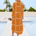 thumbnail image 2 of Cute Orange and White Geometric Pattern Long Sleeved Shirt Dress dresses with long sleeves Beachwear, 2 of 6