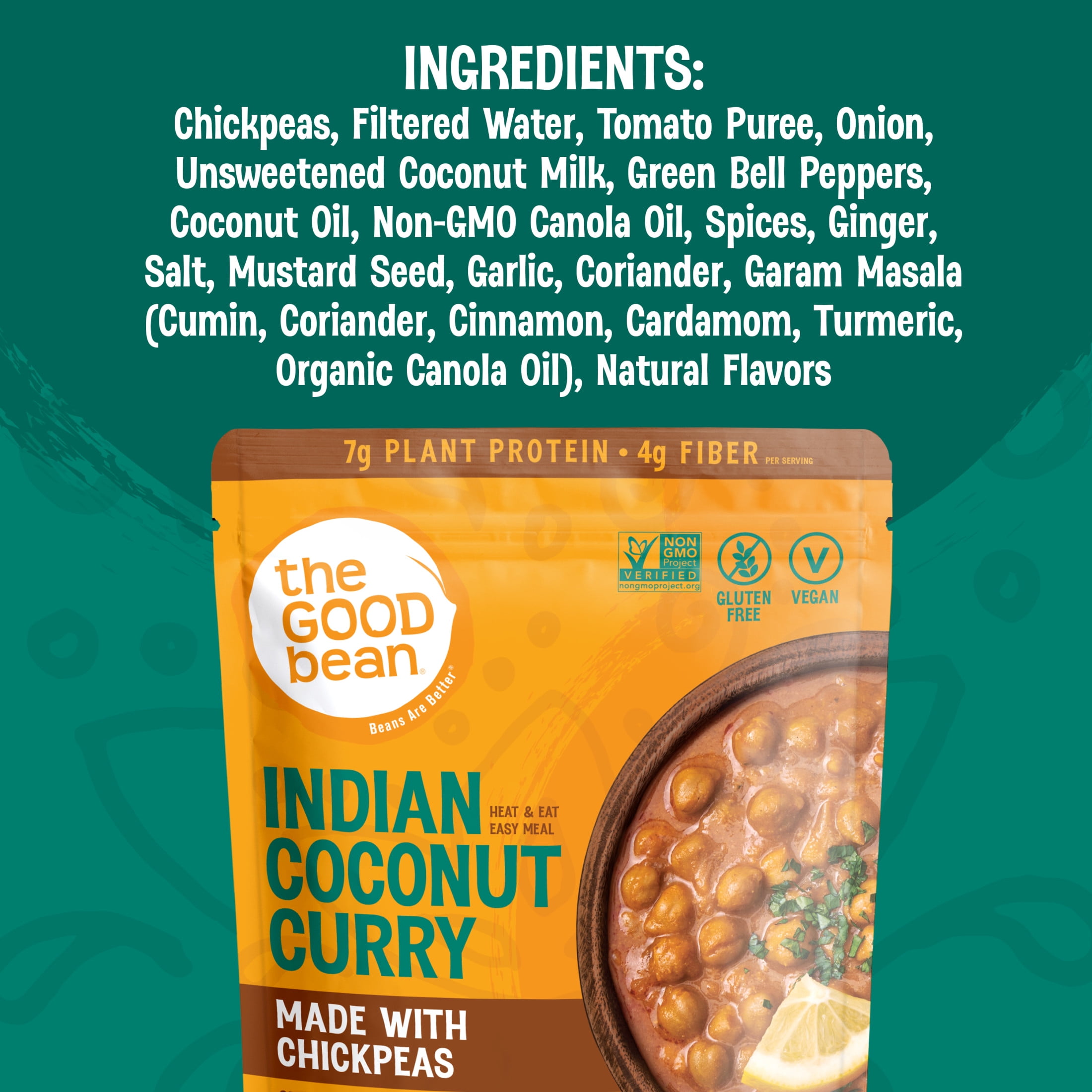 (4 pack) The Good Bean Heat & Eat Indian Coconut Curry 10oz