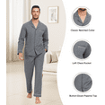 thumbnail image 6 of ANLIQI Men's 100% Cotton Pajamas Set Button Down Pajamas for Men Long Sleeve 2 Piece Sleepwear Lounge Sets with Pockets(Grey L), 6 of 6