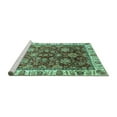 thumbnail image 2 of Ahgly Company Machine Washable Indoor Round Oriental Turquoise Blue Traditional Area Rugs, 8' Round, 2 of 4