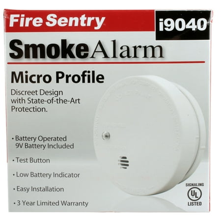 Smoke Detector Specifications - Kidde Fire Sentry Micro Profile 3 Year Smoke Alarm, 9 Volt Battery