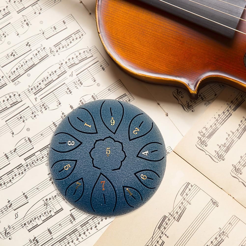 6 Inch Steel Tongue Drum 11 Notes Handpan, C Major Scale Steel Drum with Bag Mallets, Portable Meditation Instrument for Yoga Music Therapy Relaxation Gift