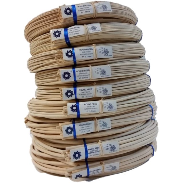 1 Pound Coil of Round Reed for Basket & Wicker Weaving, Natural Color