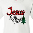 thumbnail image 4 of Inktastic Christmas Jesus is the Reason with Green Plaid Tree Youth T-Shirt, 4 of 5