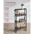 thumbnail image 3 of Slim Rolling Cart, 4-Tier Storage Cart, Narrow Cart with Handle, 5.1 Inches Deep, Metal Frame, for Kitchen, Dining Room, Living Room, Home Office,Ebony Black + Classic Black, 3 of 10
