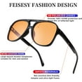 thumbnail image 3 of FEISEDY Vintage Retro 70s Plastic Aviator Sunglasses Women Men Classic Large Squared Frame B2751, 3 of 14