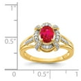 thumbnail image 3 of 14K Yellow Gold Ring Band Gemstone Ruby Oval Red Diamond Round, Size 5, 3 of 3