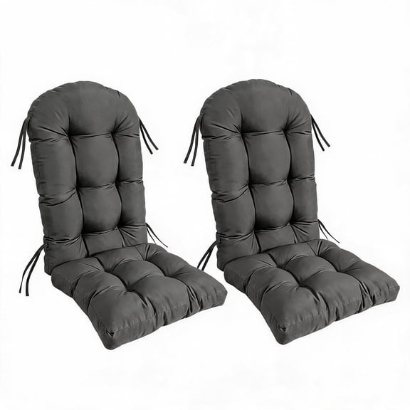 Garvee 48.4x19.7x4 in High Back Thick Adirondack Cushion Set of 2 with Ties, Water-Resistant, Gray