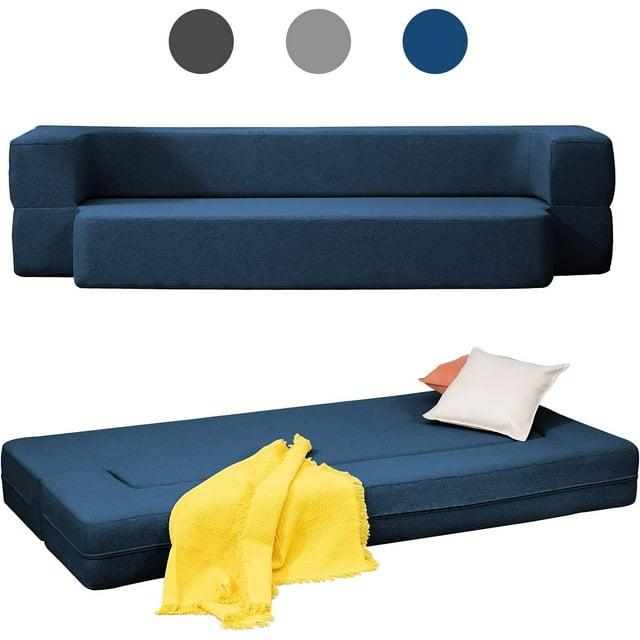 Mjkone Folding Twin Size Sleeper Sofa Bed,Convertible Couch Bed,Floor Foam Mattress, Linen