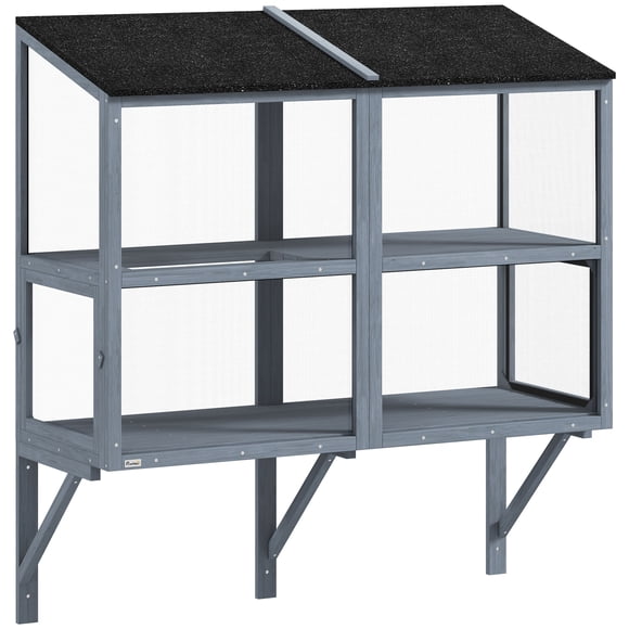 PawHut Catio Outdoor Cat Enclosure Window Box 51.2"L, Grey