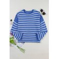 thumbnail image 4 of Women's Sky Blue Stripe Drop Shoulder Casual Sweater, 4 of 11