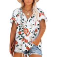 thumbnail image 1 of Blusa Eytino para mujer, talla grande, bohemio, floral, cuello en V, 3 veces, blanca, 1 of 7