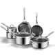 thumbnail image 1 of SNOWCLAD Juego de ollas y sartenes antiadherentes, 10 piezas de utensilios de cocina híbridos de acero inoxidable, sartenes antiadherentes, cacerolas, sartén y olla, sartén de cocina libre de PFOA, co, 1 of 5