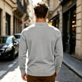 thumbnail image 4 of Mens Long Sleeve Henley Shirts Muscle Fit Ribbed Knit T-Shirt Lightweight Thermal Undershirts Workout Athletic Tee Shirt Light Gray XL, 4 of 9