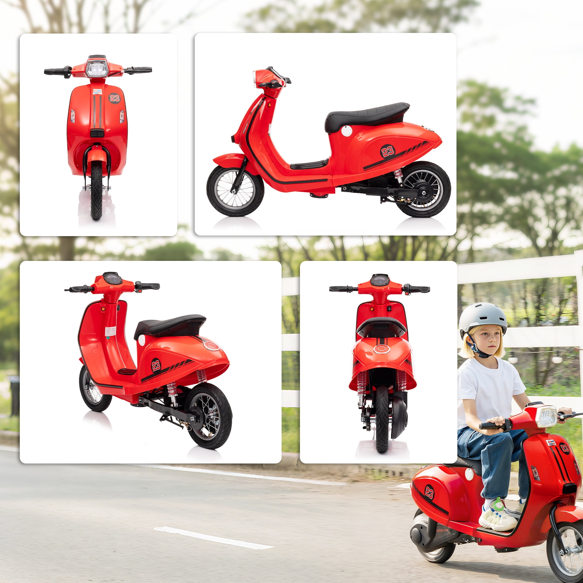 Qaba Kids Motorcycle, 24V Electric Motorcycle with Rear Suspension, LED Lights, Ride On Toy with 3-Speed Control for 8-12 Years Boys and Girls, Red