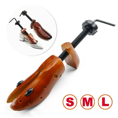 One Pair Unisex Adult Brown Pine stretcher Wood Shoe Stretchers Adjustable Expander With Pressure Point Plugs