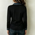 thumbnail image 4 of Long Sleeve Shirts for Women Denim Collar Trim Patchwork Tops Comfy Collared Casual Work Blouses, M, 4 of 5