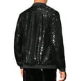 thumbnail image 3 of INSPIRE CHIC Sequin Varsity Jackets for Men's Zipper Festival Disco Sparkly Shiny Baseball Bomber Jacket XL Black, 3 of 5