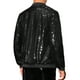 thumbnail image 3 of Chaquetas Varsity de lentejuelas INSPIRE CHIC para hombres, chaqueta bomber de béisbol brillante y chispeante, con cremallera, color negro, 3 of 5