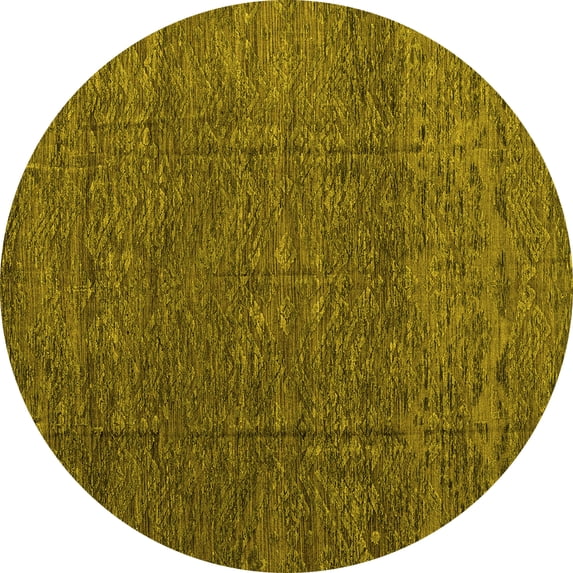 Ahgly Company Indoor Round Abstract Yellow Modern Area Rugs, 5' Round