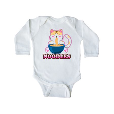 

Inktastic I Love Noodles with Cat Illustration Gift Baby Boy or Baby Girl Long Sleeve Bodysuit