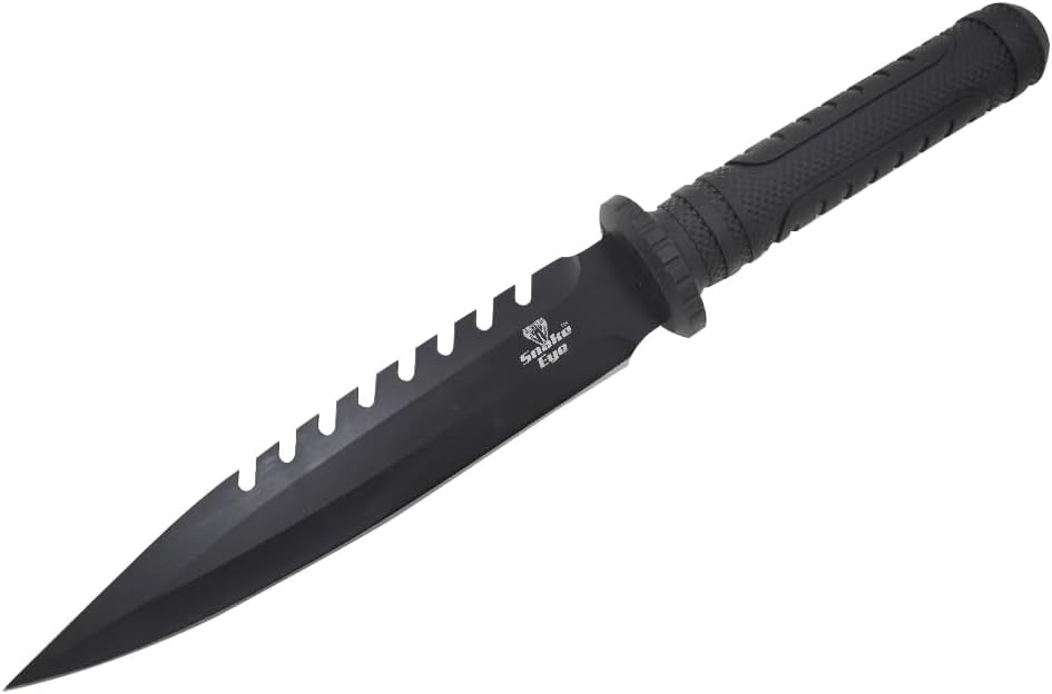 Snake Eye Tactical 15" Fixed Blade Hunting Knife - 9" Sawback Stainless Steel Blade w/ Nylon Sheath