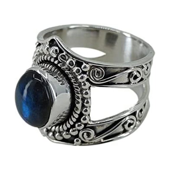 Navya Craft Labradorite Oval Shape 925 Sterling Silver Handmade Women Statement Ring Size 5.0