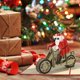thumbnail image 5 of Tarjeta de Navidad emergente 3D, 3 piezas, tarjetas de felicitación navideñas hechas a mano con sobre para regalos de cumpleaños, vacaciones, tarjetas navideñas, tarjeta de agradecimiento de motocicleta de Papá Noel Rojo Verde, 5 of 5