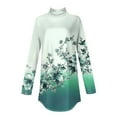 thumbnail image 3 of Women's Floral Print Long Sleeve Turtleneck Casual Loose Fit Blouse Top Elegant Gradient Colorful Design for All Seasons, 3 of 4