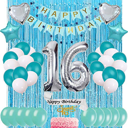 Elegantie Gepolijst opraken Sweet 16 16th Birthday Party Decorations, 16th Silver and Blue Number Party  Balloons Supplies, Number 16 Happy Birthday Balloons, Sweet Sixteen  Decorations, Sixteenth Happy Birthday Banner, 16th Sash, - Walmart.com