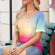 thumbnail image 4 of mfyjkho Tops Para Hacer Ejercicio Para Mujer, Camiseta Informal De Manga Corta Con Cuello En V, Holgada Y Cómoda, Para Mujer, Primavera Y Verano 2025 Tops Para Salir Xxxxxl, 4 of 8