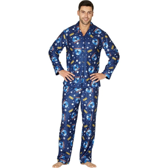 The Polar Express Adult Believe Holiday Christmas Movie 2PC Button-Front Coat Pajama Pant Set For Men Women
