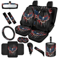 thumbnail image 2 of HUIACONG Patriotic Eagle Car Interior Accessory Kit, with Armrest Cover Car Armrest Cover Automotive Mirror Protector Steering Wheel Cover, 2 of 8