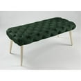 thumbnail image 5 of HomeRoots 490971 20.5 x 20.9 x 48.4 in. Hunter Green & Gold Upholstered Upholstery Bedroom Bench, 5 of 8