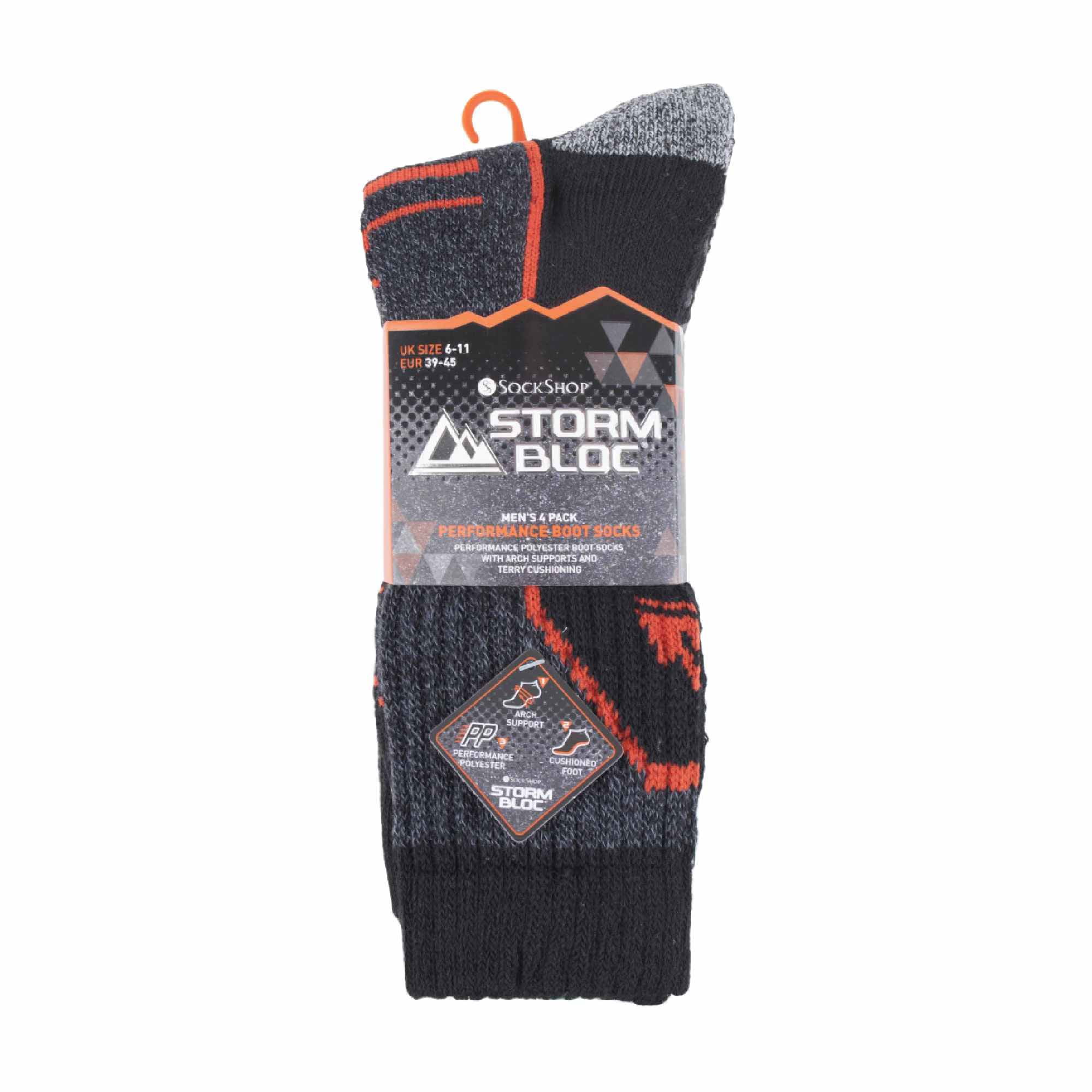 Storm Valley - 4 Pairs Mens Cushioned Anti Blister Breathable Walking Hiking Socks