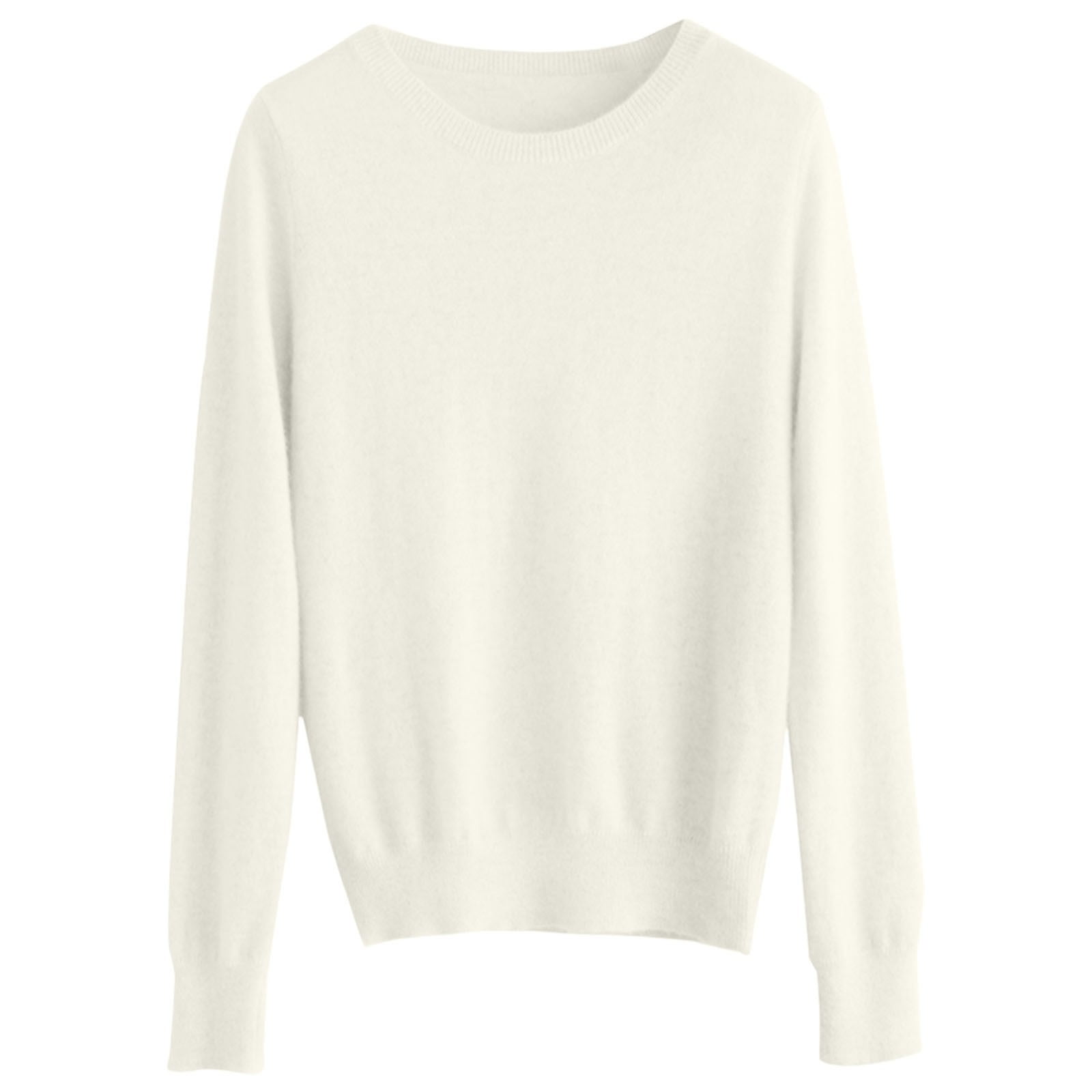 AWZXDE Stylish Women's Pullover Sweater - Round Neck Solid Color