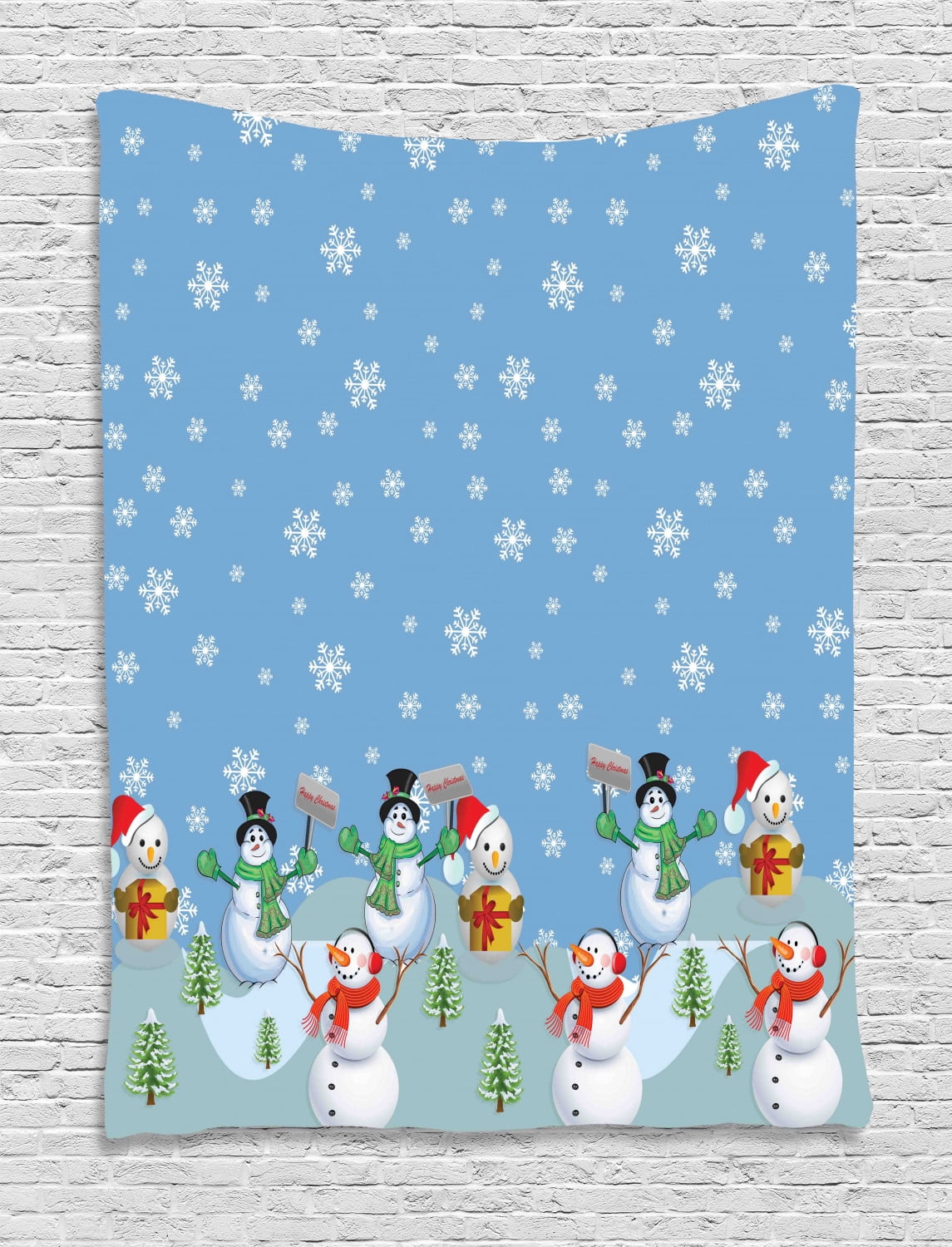 Tapestry Panel Home Decor Christmas Kitten With Gifts Ornaments 13/" x 18/" New