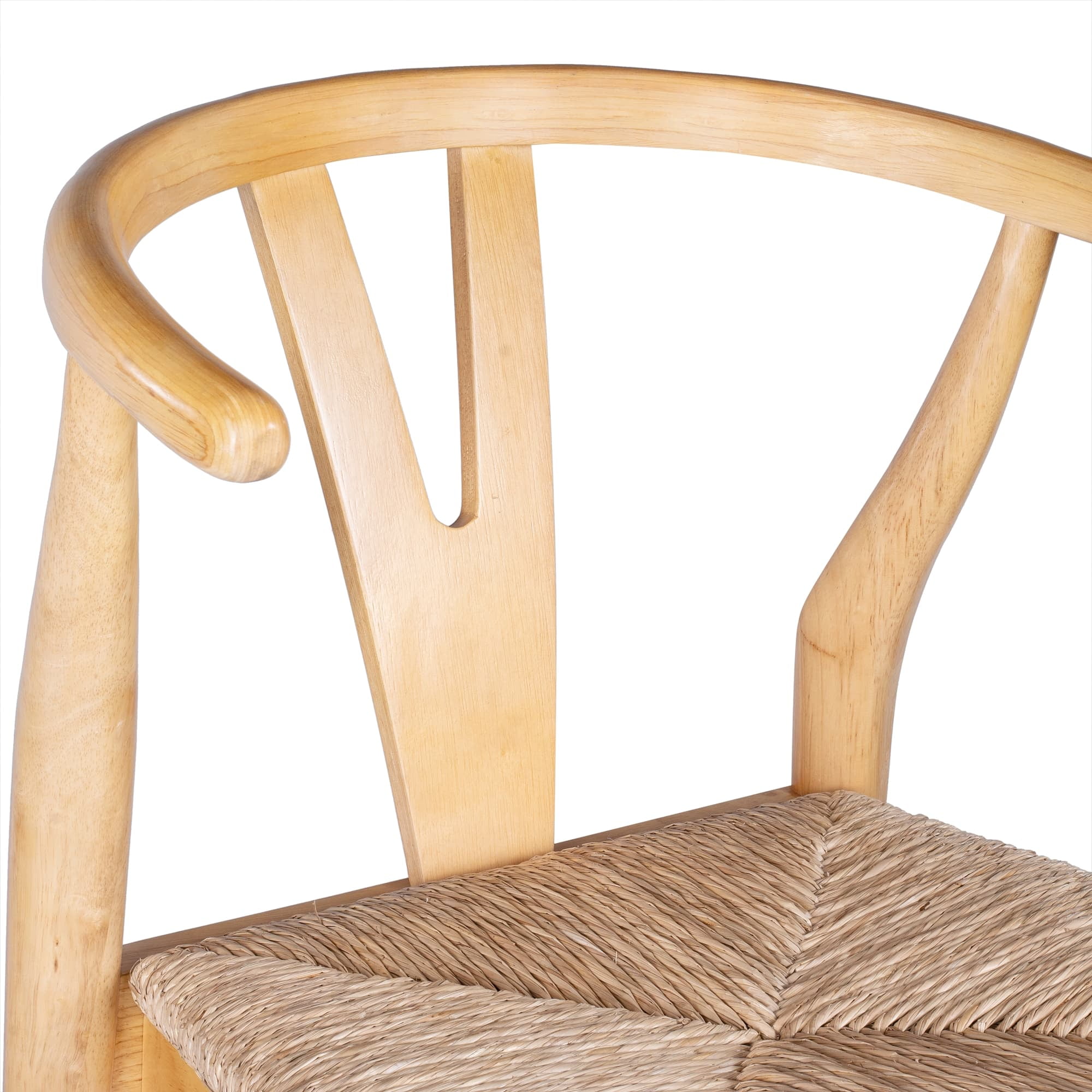 Wishbone Counter Height Bar Stool with Natural Finish, Rubberwood Frame