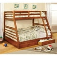 thumbnail image 2 of Bowery Hill Solid Wood Oak Twin Over Full Bunk Bed Rectangular Slatted Guard Rails Unassembled, 2 of 8