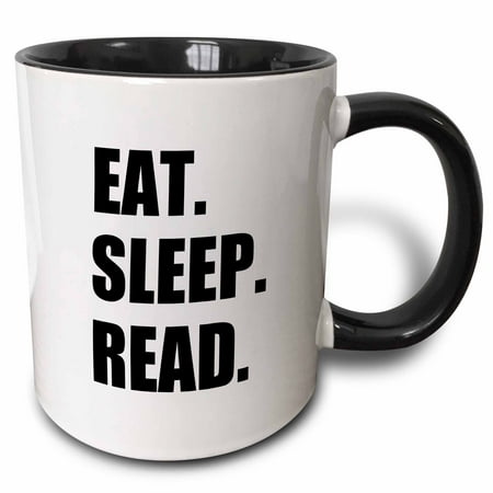 

3dRose Eat Sleep Read - fun gift for reading fans bookworms and avid readers - Two Tone Black Mug 11-ounce