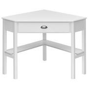 Costway Triangle Computer Desk Corner Office Desk Laptop Table w/ Drawer Shelves Rustic White