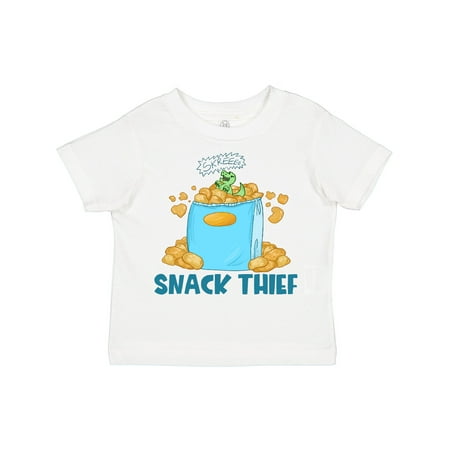 

Inktastic Snack Thief Little Dinosaur in Bag of Chips Gift Toddler Boy or Toddler Girl T-Shirt