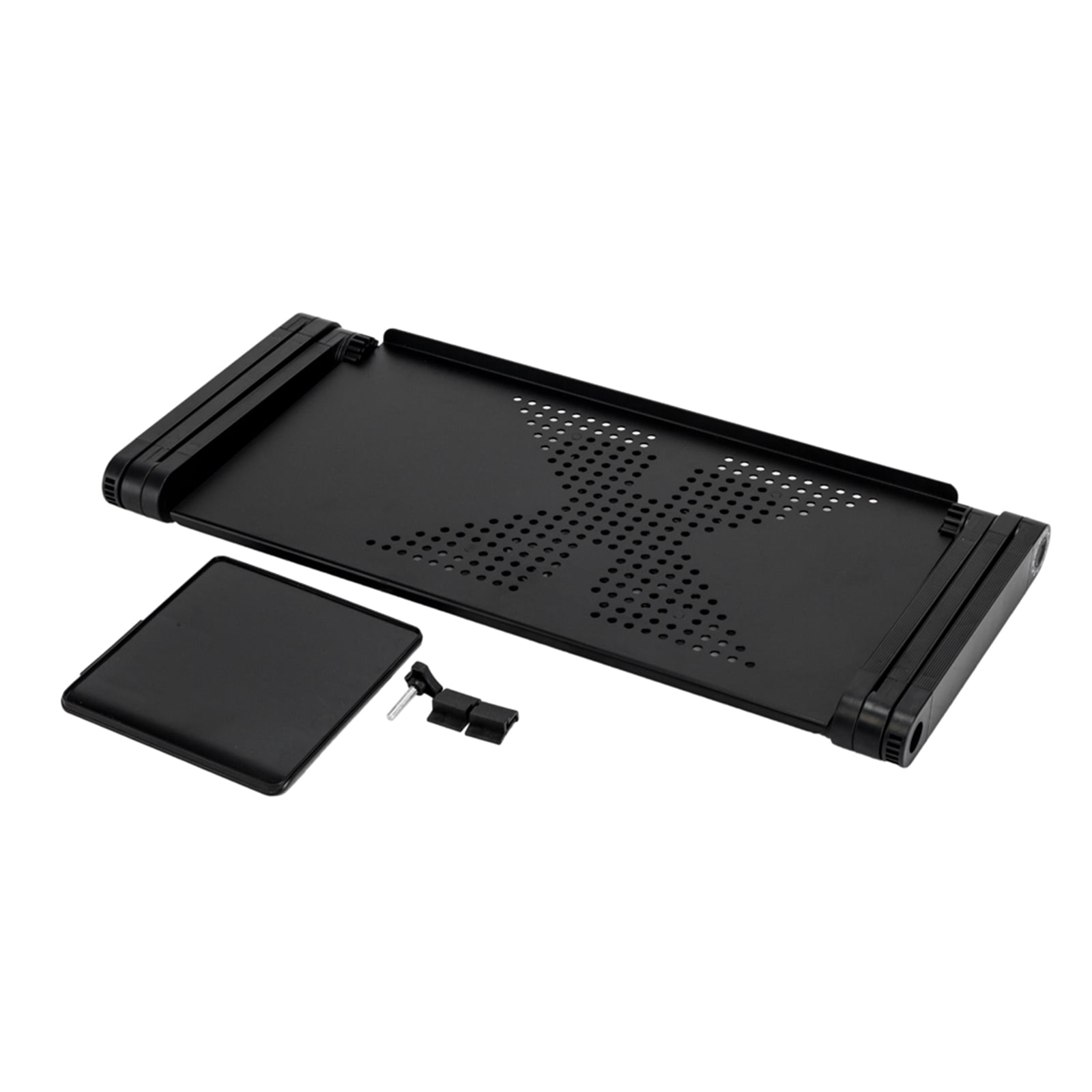 360-Degree Rotation Multifunctional Portable Folding Table with Fan & Mouse Black