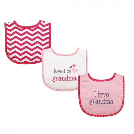 UPC: 0660168023671 | Luvable Friends Baby Girl Cotton Drooler Bibs with Fiber Filling 3pk Girl Grandma One Size