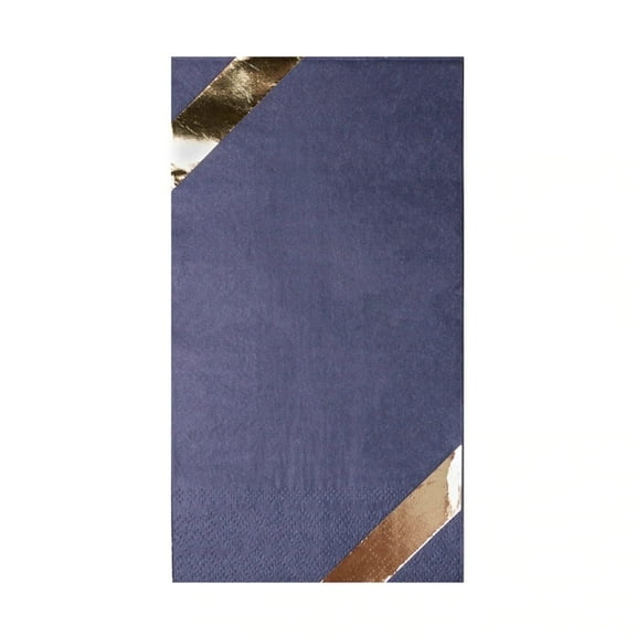 Navy & Gold Metallic Guest Dinner Napkin Set 16 Elegant Disposable Napkins for Special Events