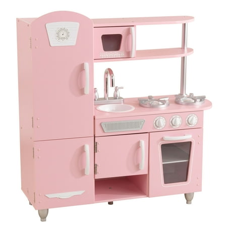 KidKraft Vintage Wooden Play Kitchen with Working Knobs  Pink