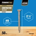 thumbnail image 3 of 42472 Power Pro All Purpose Wood Screws, Yellow Zinc, 50-Pk., 9 x 2.5-In. - Quantity 1, 3 of 4