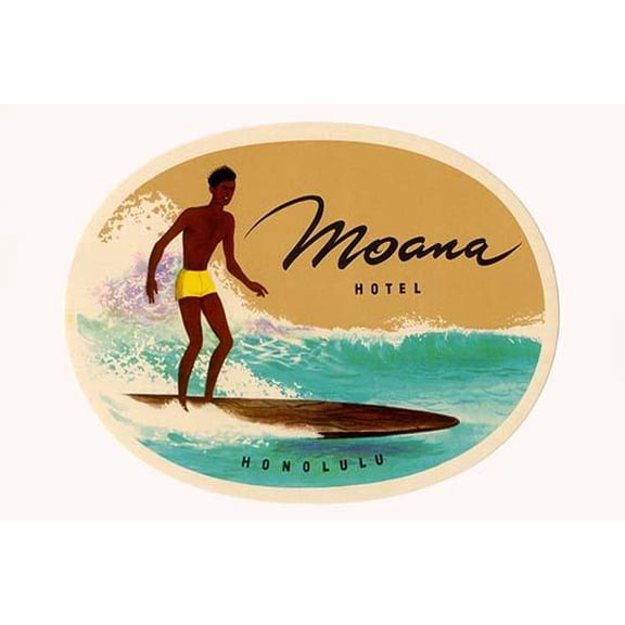 Moana Hotel Luggage Label- Fine Art Canvas Print (20" x 30")