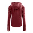 thumbnail image 4 of SONXAHE Women's Fleece Lined Leather Jacket Zip Up Hooded Long Sleeve Outer Coat, 4 of 4